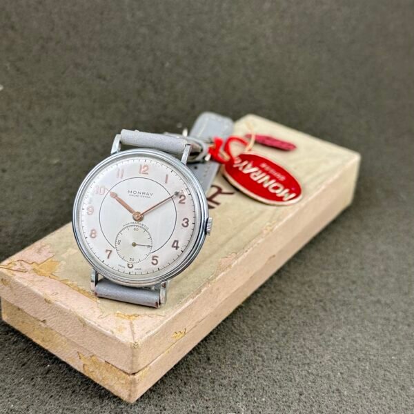 Antique JUMBO BIG 38MM 1940 NOS MONRAY swiss Watch AS1130 movement - Image 4