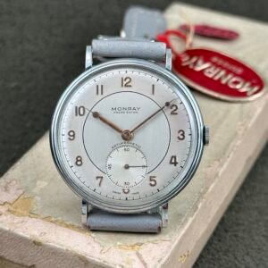 Antique JUMBO BIG 38MM 1940 NOS MONRAY swiss Watch AS1130 movement
