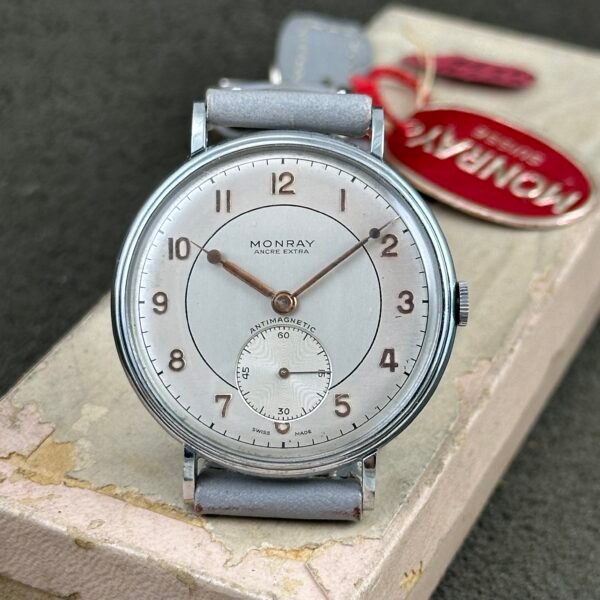 Antique JUMBO BIG 38MM 1940 NOS MONRAY swiss Watch AS1130 movement
