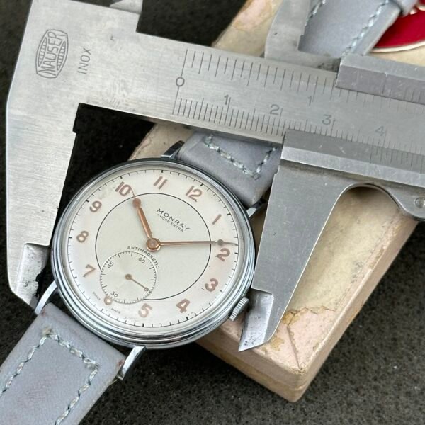 Antique JUMBO BIG 38MM 1940 NOS MONRAY swiss Watch AS1130 movement - Image 6