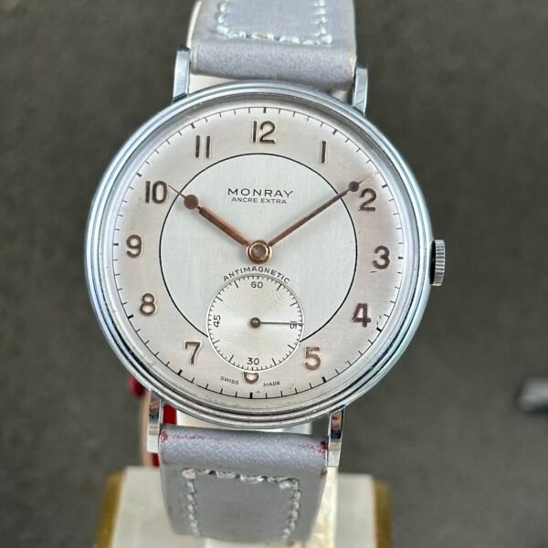 Antique JUMBO BIG 38MM 1940 NOS MONRAY swiss Watch AS1130 movement - Image 7
