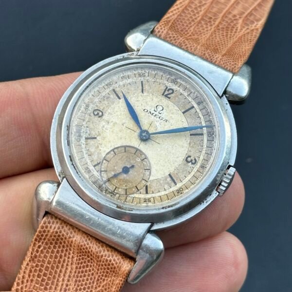 Rare Oversize Omega “Scarab” Hooded Lugs circa 1938 sector dial