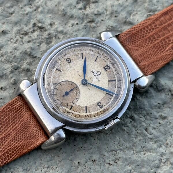 Rare Oversize Omega “Scarab” Hooded Lugs circa 1938 sector dial - Image 2