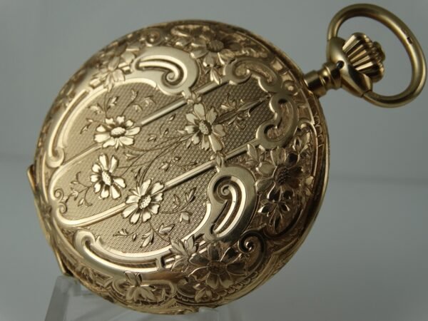 MINT CONDITION IWC INTERNATIONAL WATCH Co. HUNTER POCKET WATCH SOLID GOLD 18K CASE