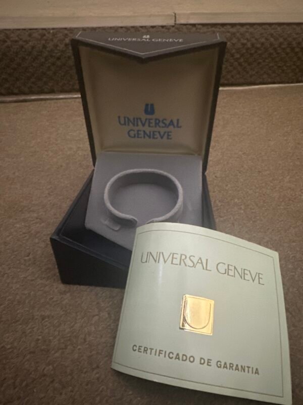 VINTAGE UNIVERSAL GENEVE CHRONOGRAPH POLEROUTER BOX OPEN PAPERS FROM 1968 - Image 2