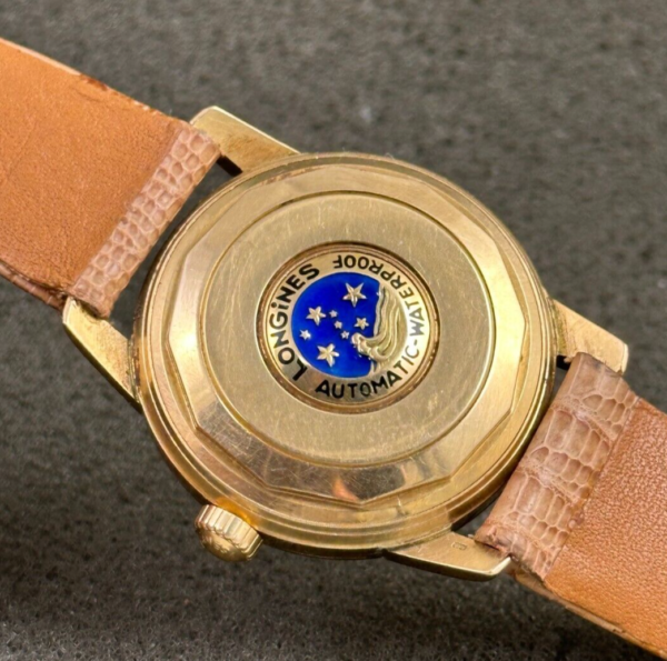 VINTAGE LONGINES CONQUEST SOLID 18K GOLD ORIGINAL DIAL AND CROWN